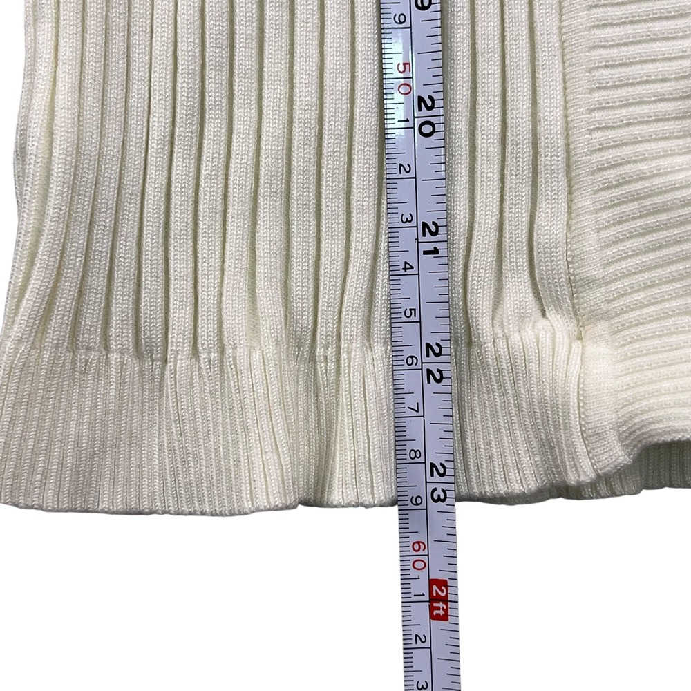 Alison Sheri Cream Ribbed Knit Ruffle Cardigan Sweater Women's XL Elegant‎ - Picture 8 of 10